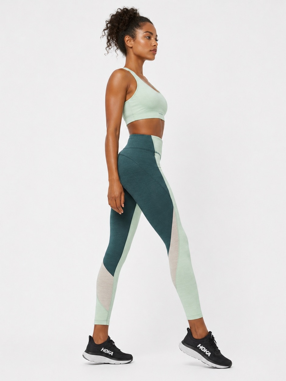 Outdoor Voices Colorblock Leggings Green Size Small High Rise Activewear
